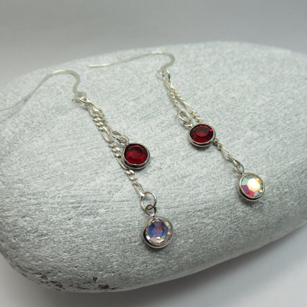 Sterling And Crystal Dangle Earrings 25$